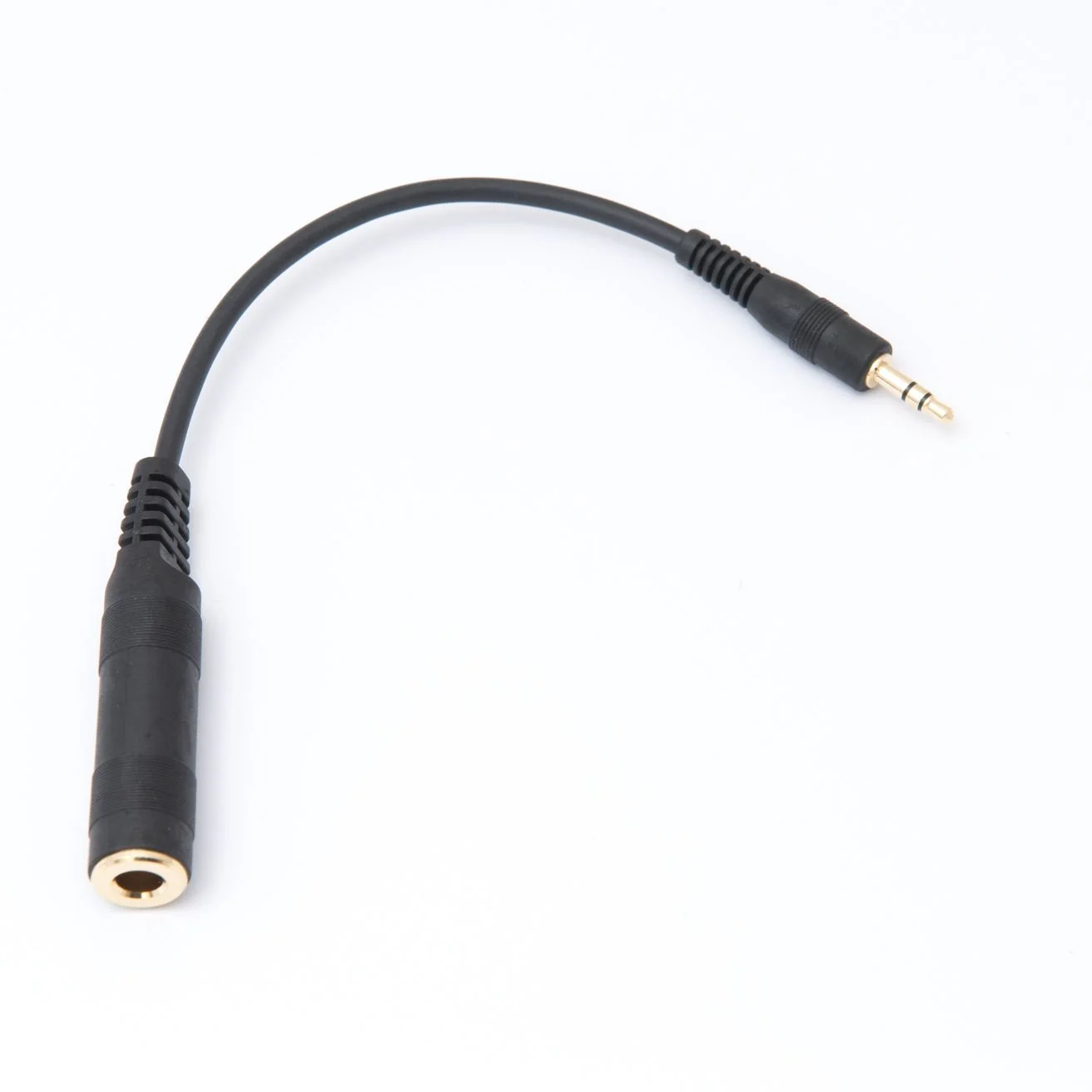 Jack adapter cable, 0.15 m, 6.35 mm to 3.5 mm jack, gold